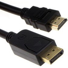 DisplayPort Plug to HDMI Male Plug Display/Monitor/TV Cable Gold 50cm/1m/2m/3m