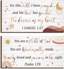 2 Pcs Wood Nursery Wall Decor for Girls Boys Baby Girl Room Decor Nursery Christ