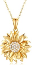 Fashion Women Golden Silvery Sunflower Pendant Necklace Party Stylish Trendy New