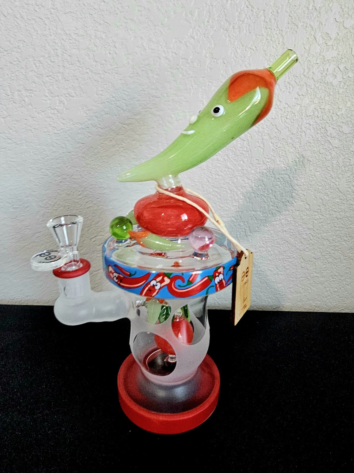 CHEECH GLASS 'GREEN CHILI PEPPER' PIPE 10"  WATER PIPE/ BONG/ RIG