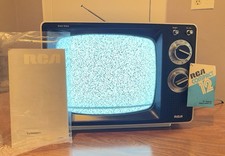 Vintage 1980 RCA 12" Solid State B W TV Retro Used Once To Test Tested W Manual