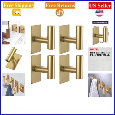 Gold Stainless Steel Wall Hooks, 4 Pack, Heavy Duty, Waterproof