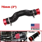 Cold Air Intake Hose Filter Pipe 3'' Universal Flexible Car Telescopic Tube Kit