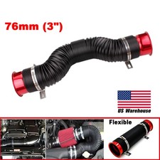 Cold Air Intake Hose Filter Pipe 3 Universal Flexible Car Telescopic Tube Kit