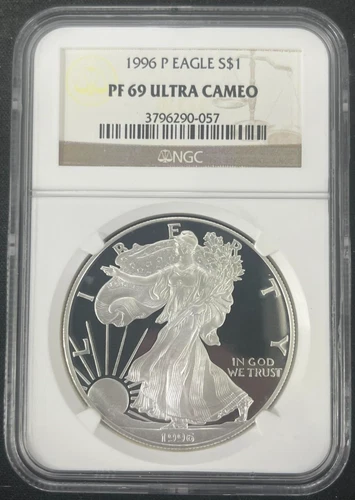 1996-P Proof $1 American Silver Eagle NGC PF69 Ultra Cameo Brown Label