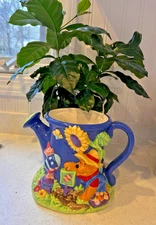 DISNEY FTD WINNIE THE POOH  FLORAL WATER CAN PLANTER EYORE PIGLET HONEY BEE-MINT