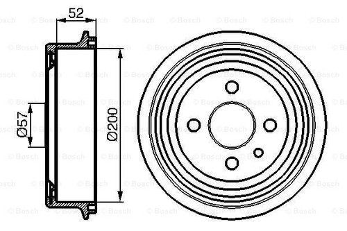 0 986 477 018 BRAKE DRUM PAIR SET REAR BOSCH 2PCS FOR HOLDEN ASTRA 1.6 CD 1.6L - Picture 2 of 5