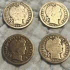 Barber Dimes 1906, 1908, 1914 D Denver Mint 90%  Silver coin chosen from lot