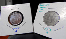 1924-A German 2 Pfennig and 1916-A Germany 1 Kopek (Baltic Occupation) Nice