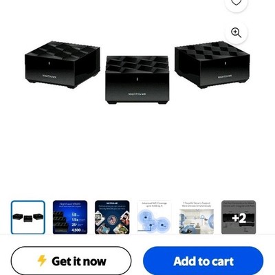 NETGEAR Nighthawk MK6W WiFi 6 Dual-Band Mesh System Router + 2 Satellites AX1500