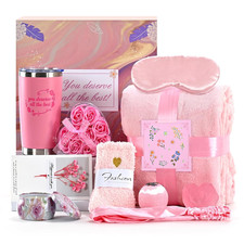 Birthday Gift Baskets,Gifts for Women,Spa Gift Sets,Blanket,Candle,Mugs