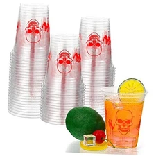 CHENGU Pack 12 Oz Halloween Plastic Cups Happy Halloween Party Cups Skinny 24