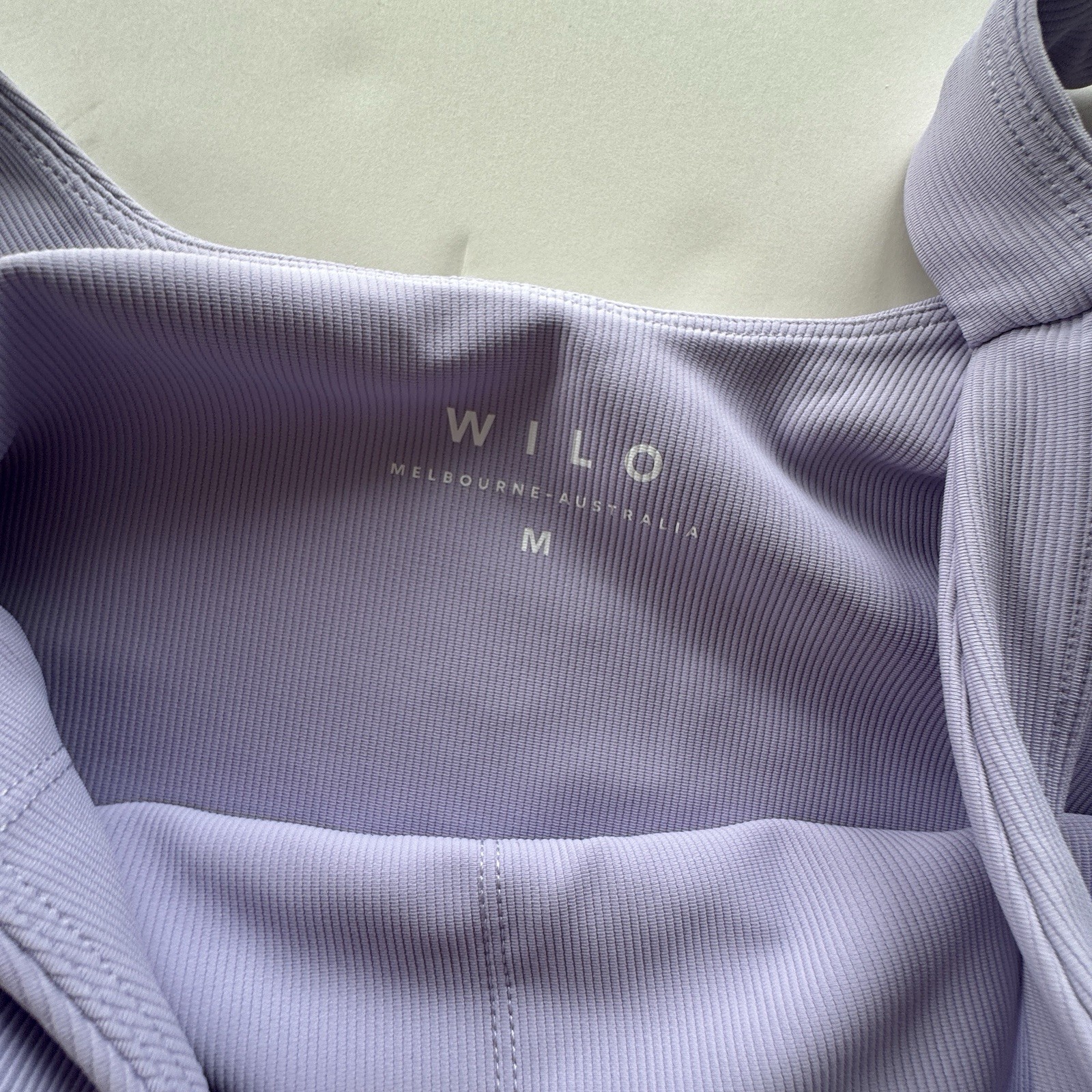 NWT Wilo the Label M Ribbed Active Romper Lilac Purple Lavender $68 One Piece