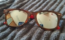 Ray-Ban RB2140-F Wayfarer Sunglasses Brown Red Temple Rare Color Made in Italy