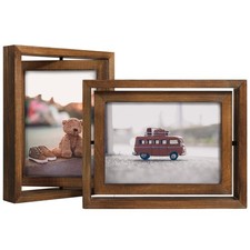2 Pack 5x7 Rotating Floating Picture Frames,Double-Sided Display with HD Glas...