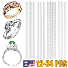 12/24pcs Ring Sizer for Loose Rings, 4 Sizes, Invisible Clear Silicone, Non-Slip