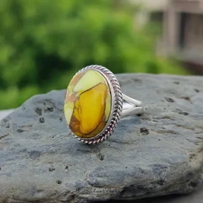 Honey Dahlia Turquoise Ring / Handmade 925 Silver Jewelry / Kingman , All Size