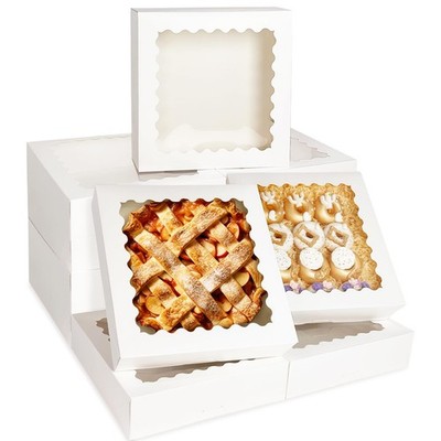 10 PCS White Pie Boxes 12x12x3 Inch Easy Assemble Macaroon Cookie Bakery
