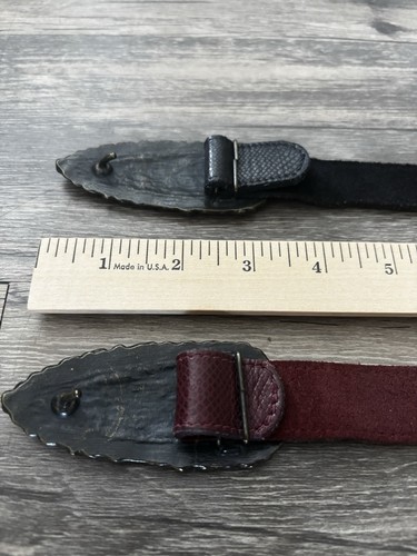 VTG Leather Western brass spearhead hook Chic Womens 80s belts medium LOT OF 2 - Picture 8 of 10