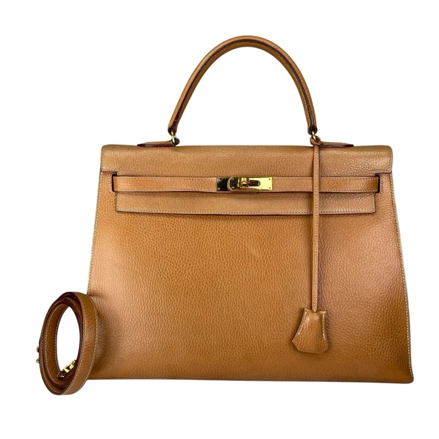 Hermes Kelly Sellier 35 GHW Ardennes Gold Wheat 2-Way Strap Top Handle 1991