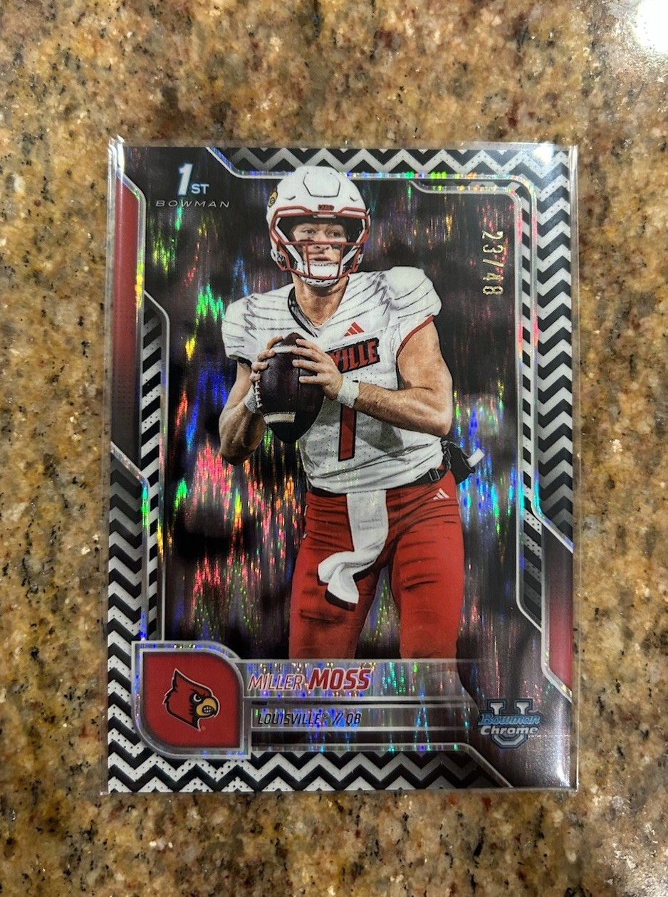 2025 Bowman University Chrome Miller Moss #141 Black White Stealth Refractor /48