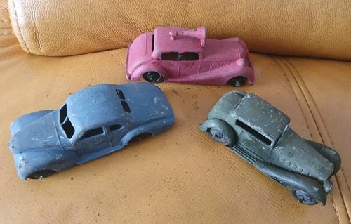 3 Crescent and Dinky Vintage Toy Cars Made In England Pre War Model Cars
