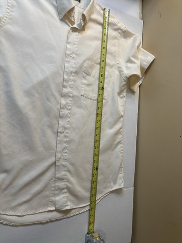Men's STAFFORD Beige Short Sleeve Oxford Dress Shirt Size 16 - Picture 4 of 5
