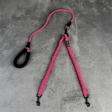 tobeDRI Double Dog Leash Pink Reflective Bungee Coupler Walking Padded Handle