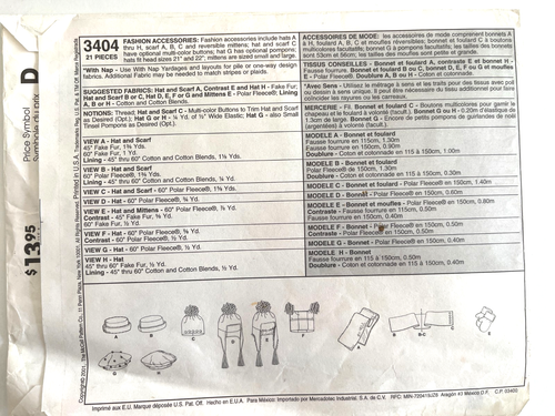 McCall's Kindermode Accessoires Hüte Muster 3404 UNGESCHNITTEN - Bild 2 von 2
