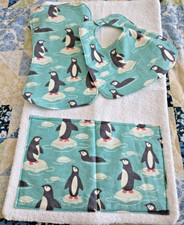 Baby Diaper Changing Pad Portable Washable Pequin Print with pockets Bib  Burp
