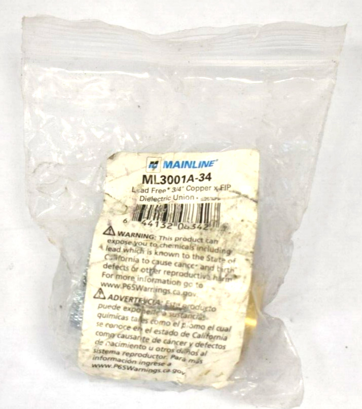 Mainline Lead Free Dielectric Union 3/4" Copper x FIP ML3001A-34 Device