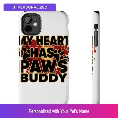 Custom Pet Paw Print Phone Case Personalized Name iPhone Samsung Galaxy Gift