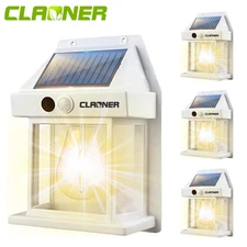 1-4Pc Solar Power Wall Lights Outdoor PIR Motion Sensor Fixture Lantern Security
