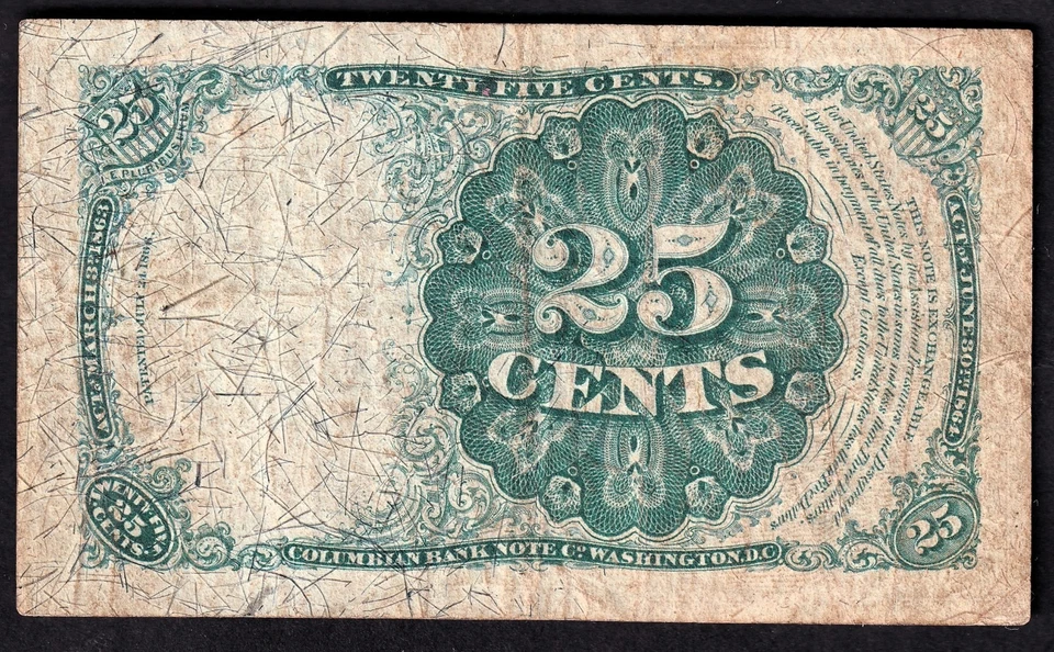 USA United States Series Of 1874 25c Twenty Five Cent Fractional Banknote - Image 2 of 2