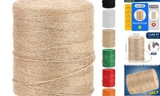 Jute Twine Rope 1/13" 2mm x 1100FT, Natural Jute String 2 mm x 335 m Brown