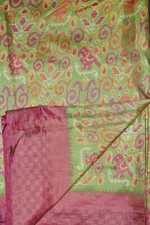 FNC Vintage Green Sarees Sambalpuri Woven Ikat Art Silk Sari Fabric 5YD
