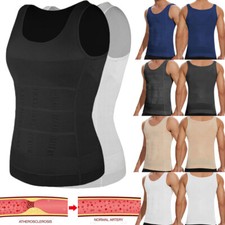 Mens Body Shaper Compression Vest Muscle Shirt Dad Bod Tank Slimming Undershirt