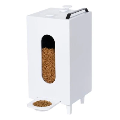 Trockenfutterspender Weiß 20L Katze Hund Futterspender Futterautomat mit Schale - Bild 1 von 4