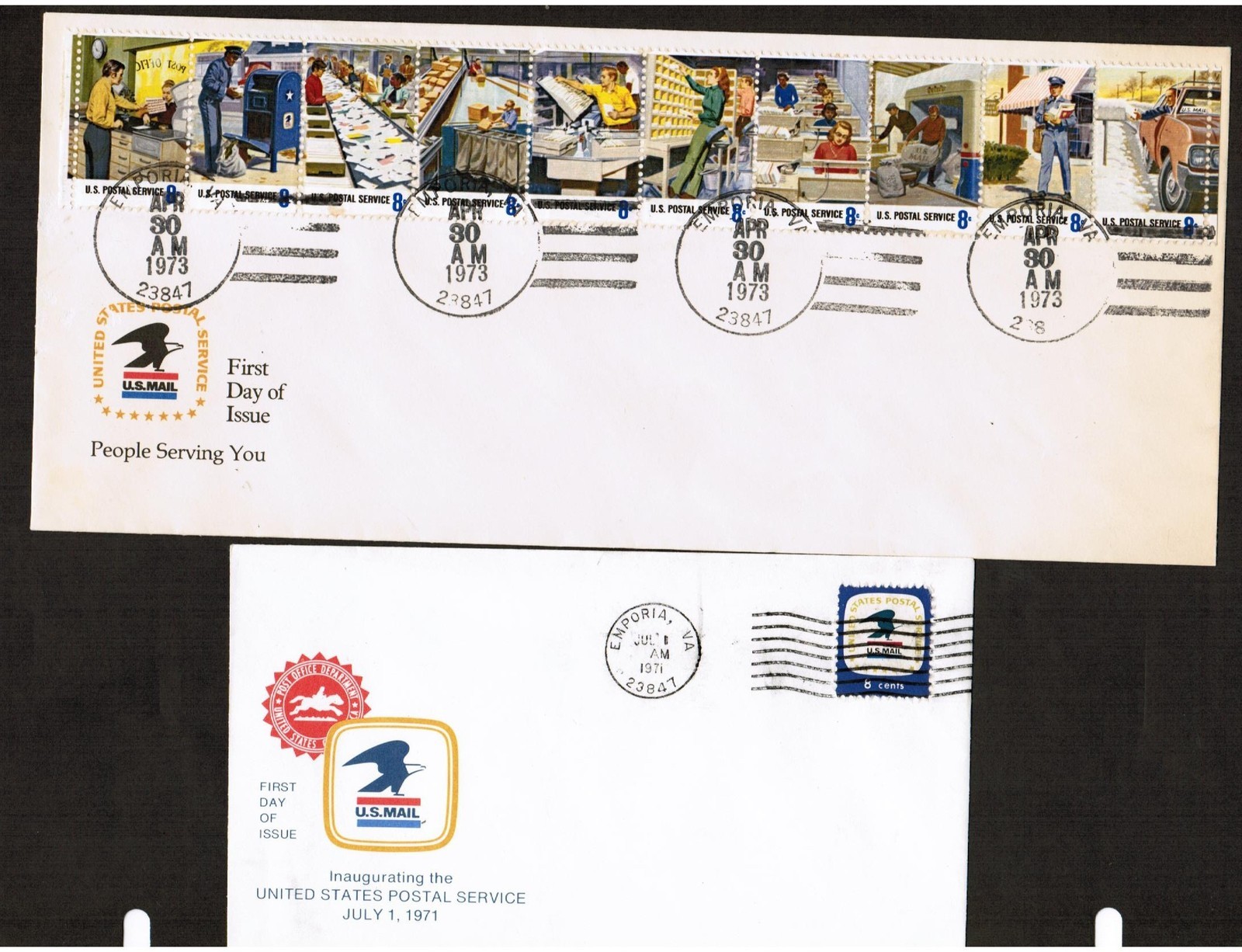 TWO USPS Unofficial FDC items EMPORIA VA 7/1/1971 and 4/30/1971