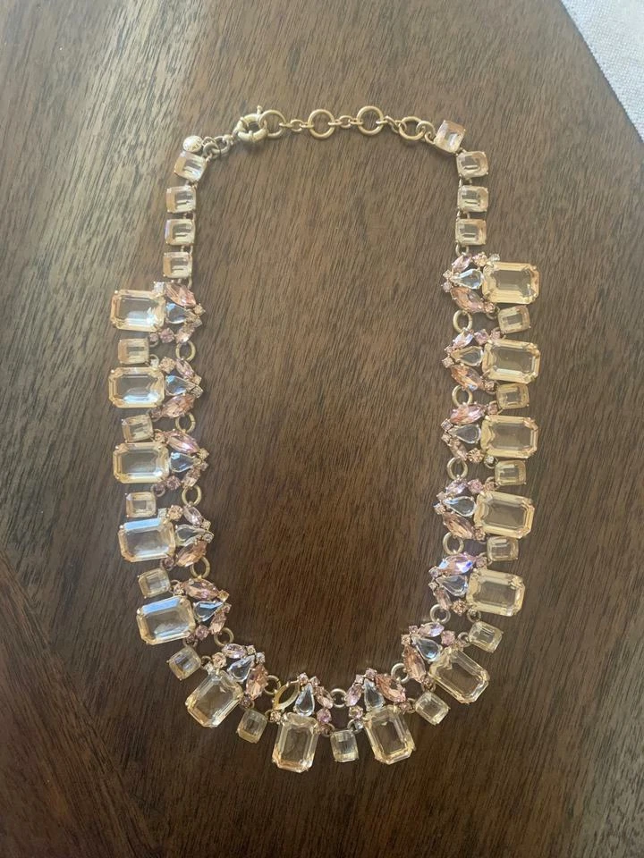 J crew cluster drop stone best sale necklace