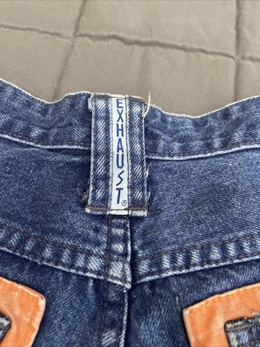 Jeans scarico vintage anni 90 y2k larghi conici invecchiati hip hop toppe all over - Foto 18 di 21