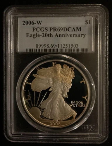 2006-W American Silver Eagle $1 - PCGS PR69 - Toned