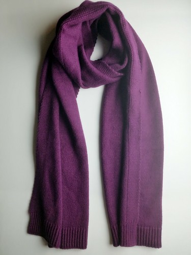Echo Oblong Reversible Scarf Chunky Neck warmer Purple Cream - Picture 2 of 6