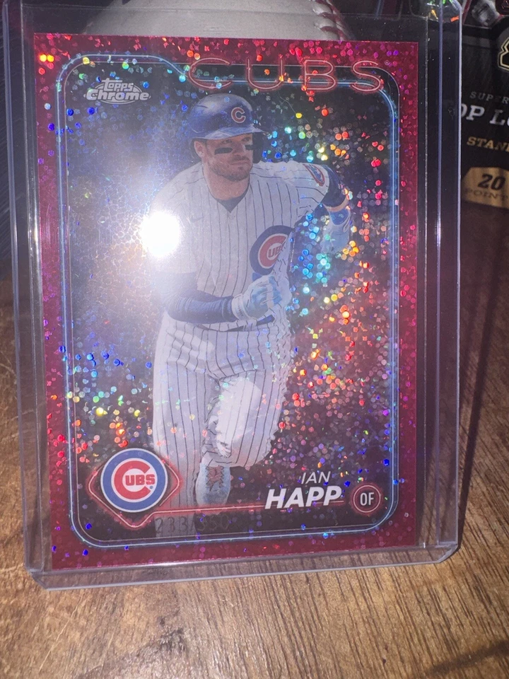 2024 Topps Chrome Baseball Ian Happ Magenta Speckle Refractor 233/350 Cubs - Image 4 of 4