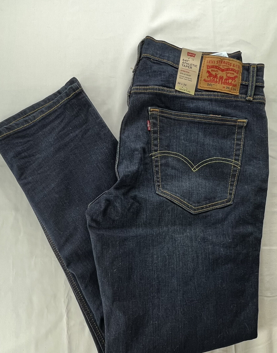 Levis Mens 541 Athletic Taper Dark Blue Denim Jeans 5… Gem