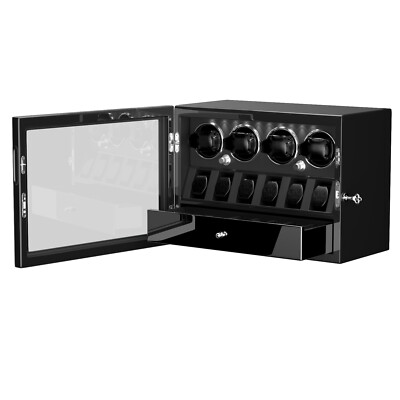 Patent Design 4+6 Automatik Uhrenbeweger LED Watch Winder Display Storage Box