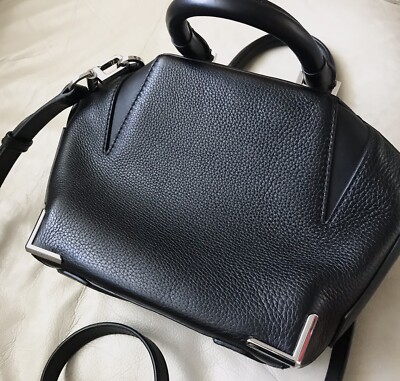 Alexander Wang Crossbody Mini Prisma Black Leather Satchel Silver