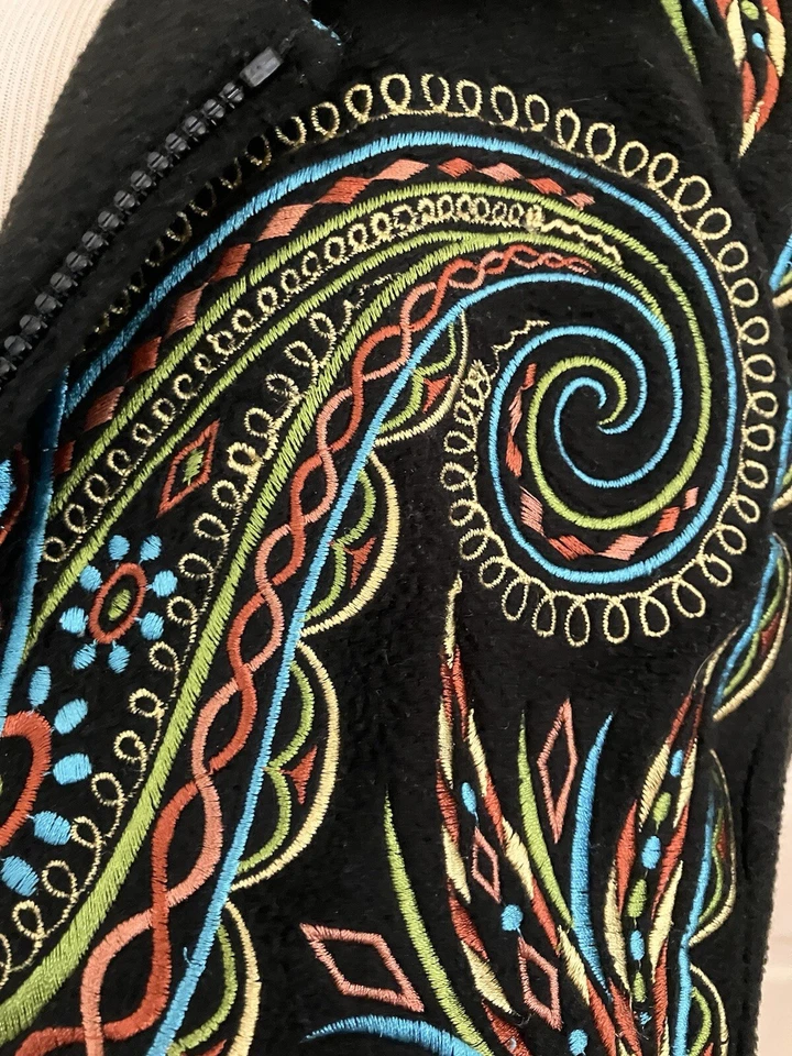 Chaleco Artístico Portátil Bob Mackie Pequeño Chaleco Muy Bordado Piel Sintética Negro Foto 3 de 4