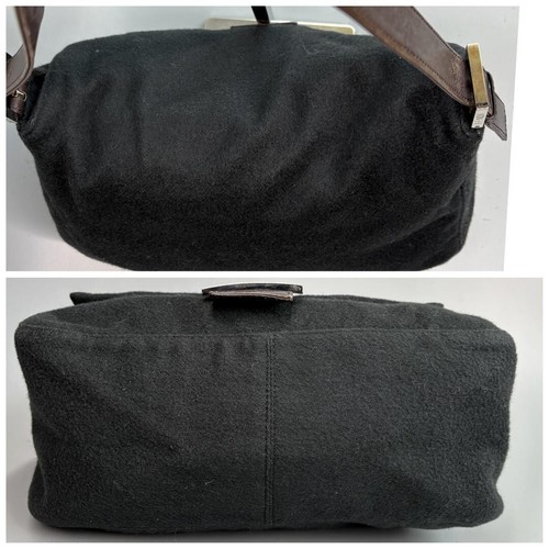 FENDI Mamma Bucket Shoulder Bag Handbag FF logo Wool Leather Black - Picture 15 of 24
