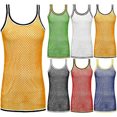 Mens String Mesh Vest Fitted 100/% Cotton Gym Training Tank Top